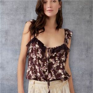 INTIMATELY BY FREE PEOPLE Floral Ruffle Strap Floral Ruffle Bodysuit